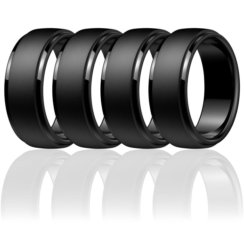 Egnaro Men's Silicone Wedding Rings: Classic Black Style Rubber ring - Hypoallergenic for Gym/Outdoor/Gift(1/4/7 Variety Pack with Half Size) - Image 1