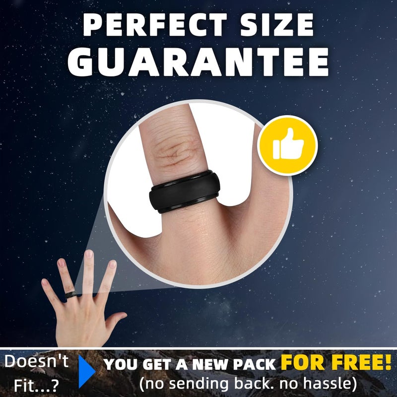 Egnaro Men's Silicone Wedding Rings: Classic Black Style Rubber ring - Hypoallergenic for Gym/Outdoor/Gift(1/4/7 Variety Pack with Half Size) - Image 5