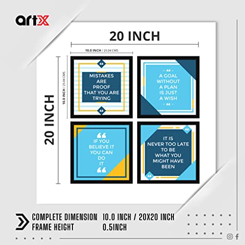ArtX Paper Motivational Quotes You Can Do It Wall Art Painting, Framed Paintings For Home Office Decor 20 X 20 inches (Combined), 10.0 X 10.0 each, Multicolor Posters With Frame, Set of 4 - Image 2