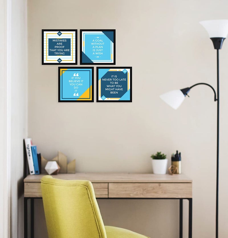 ArtX Paper Motivational Quotes You Can Do It Wall Art Painting, Framed Paintings For Home Office Decor 20 X 20 inches (Combined), 10.0 X 10.0 each, Multicolor Posters With Frame, Set of 4 - Image 3