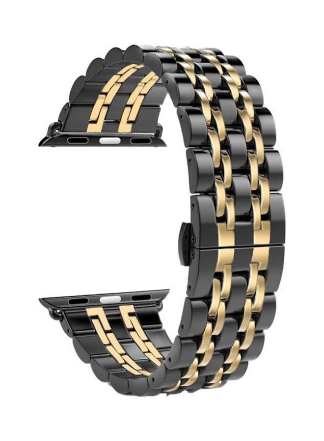 NIBEMINENT Replacement Watchband For Apple Watch Black/Gold - Image 1