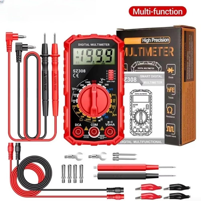 Red Pro Digital Multimeter SZ308 Electrical Tester Measures AC DC Voltage Current Resistance - Image 3