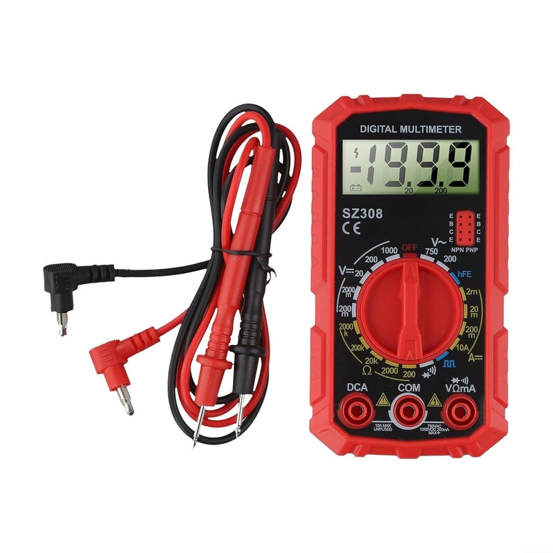 Red Pro Digital Multimeter SZ308 Electrical Tester Measures AC DC Voltage Current Resistance - Image 1