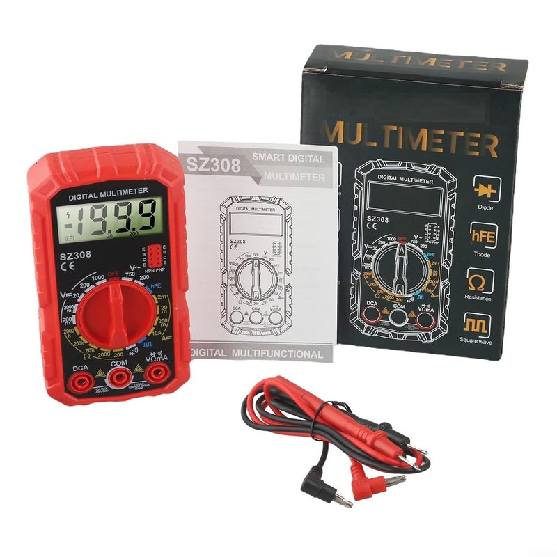 Red Pro Digital Multimeter SZ308 Electrical Tester Measures AC DC Voltage Current Resistance - Image 4