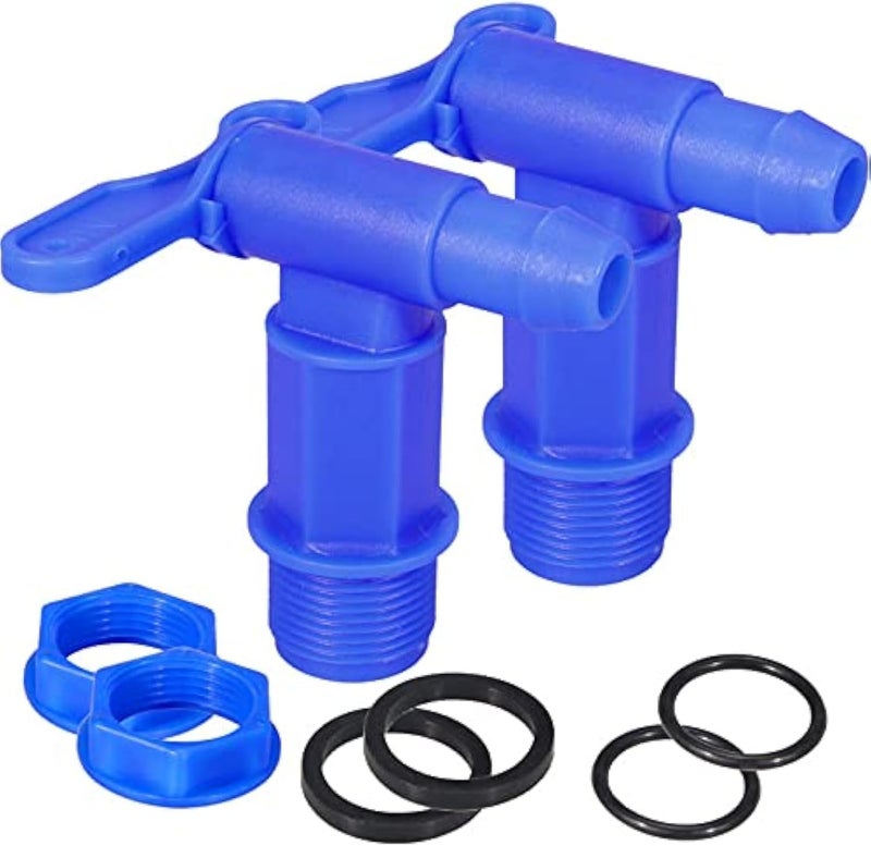 MUGLIO 3/4" Drum Spigot Faucet Pail Taps with EPDM Gasket Polypropylene Construction FDA Compliant Materials NPT Connection for Plastic Gallon Drums by （Blue） - Image 1