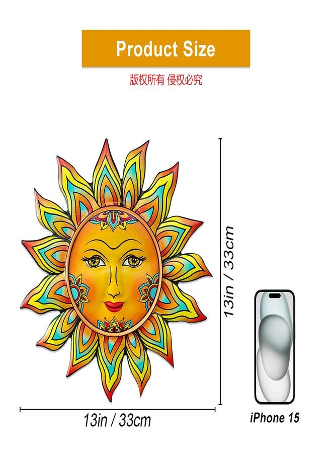 Daogtc Metal Sun Flower Wall Decor,13 inches Outdoor Sun Art Hanging Decoration for gardens, farmhouses, courtyards, fences, living rooms, bedrooms,Great Gifts for Family Friends - Image 3