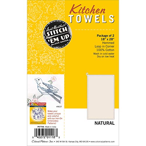 Aunt Martha's Stitch 'Em Up Hemmed Kitchen Towels, 18 by 28-Inch, Natural, 2-Pack - Image 3