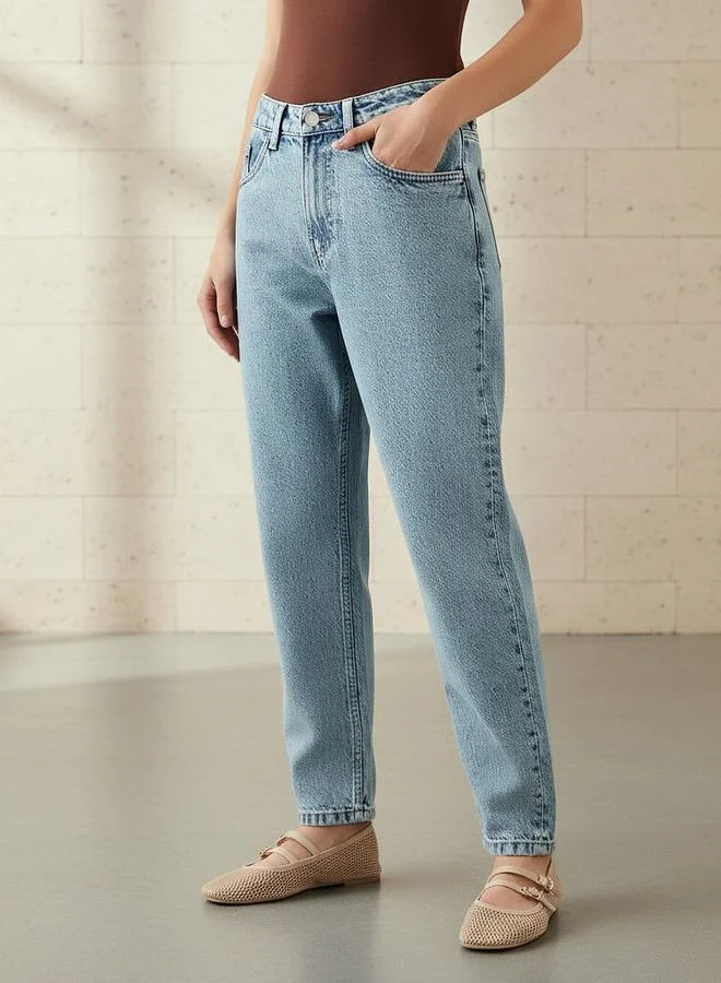 سبلاش فيڤ جينز نسائي بخصر مرتفع بتصميم الأم