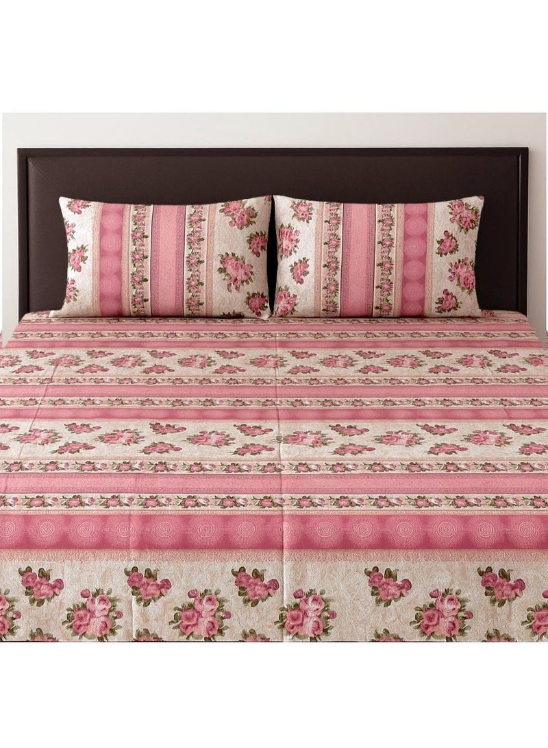 طقم ملاءات سرير مزدوج مقاس كينغ - ملاءات سرير قطنية مطبوعة مع غطاء وسادة