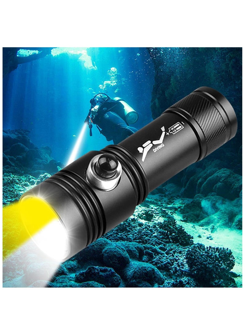 SOLARAE Diving Flashlight 20000 High Lumens Diving Flashlight IPX8 Waterproof Scuba Diving Flashlight Rechargeable Diving Torch for Under Water Deep Sea Cave - Image 1