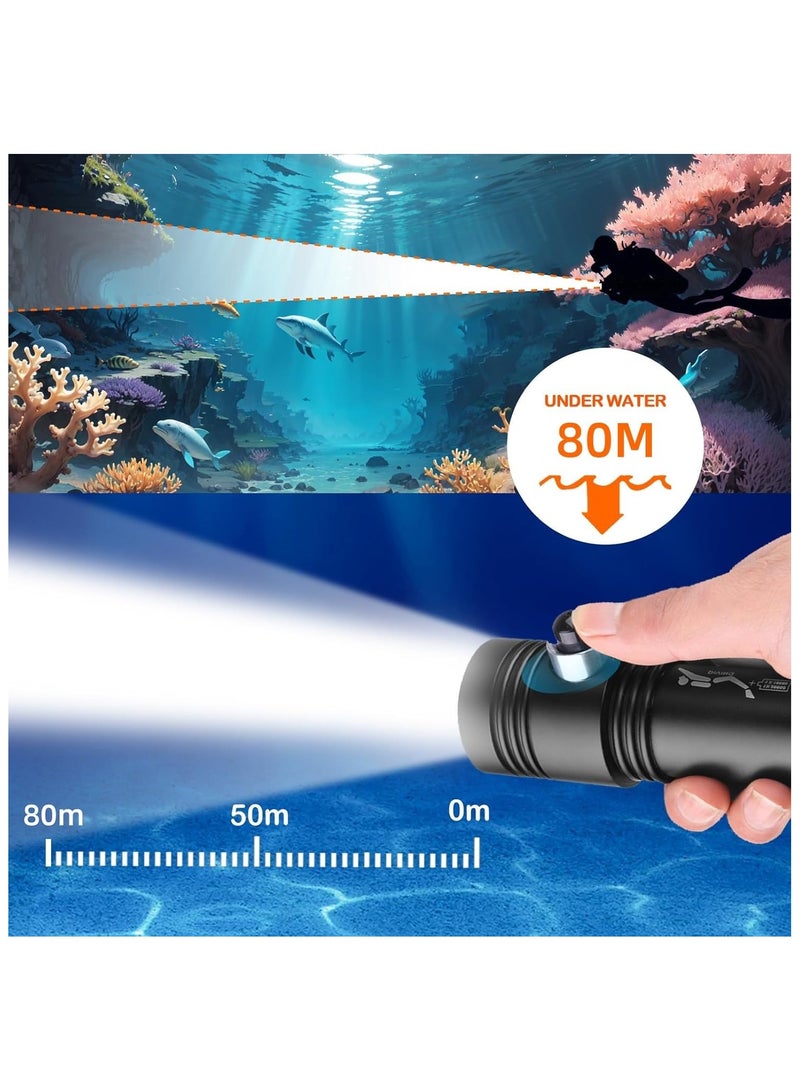 SOLARAE Diving Flashlight 20000 High Lumens Diving Flashlight IPX8 Waterproof Scuba Diving Flashlight Rechargeable Diving Torch for Under Water Deep Sea Cave - Image 4