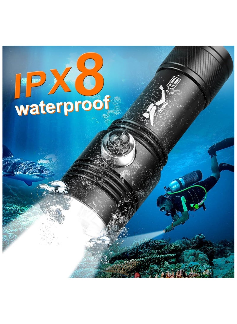 SOLARAE Diving Flashlight 20000 High Lumens Diving Flashlight IPX8 Waterproof Scuba Diving Flashlight Rechargeable Diving Torch for Under Water Deep Sea Cave - Image 5