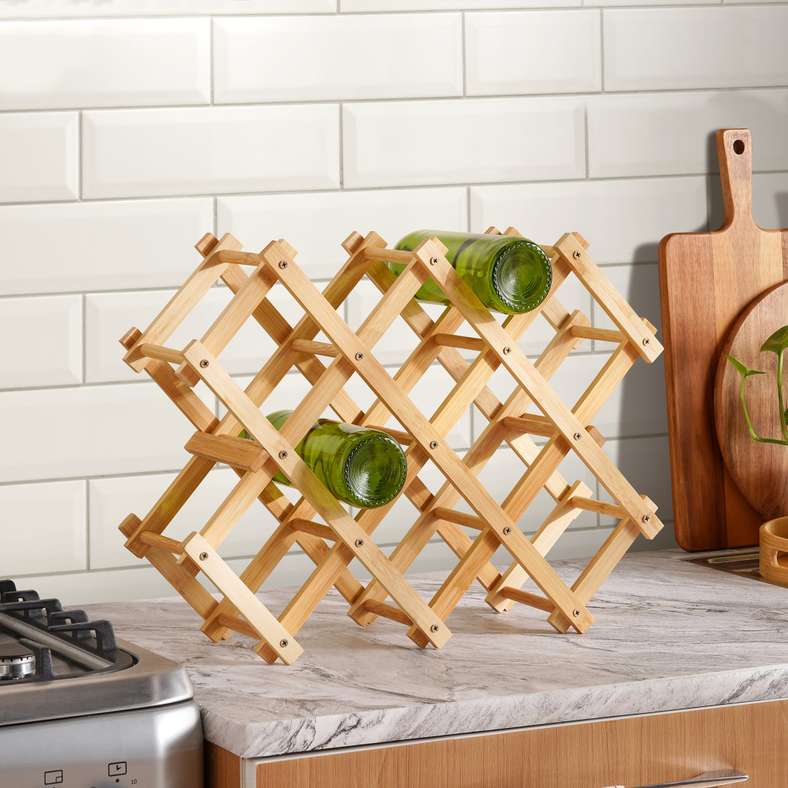 Pan Home Natura Bamboo 10-Bottle Wine Rack - Natural