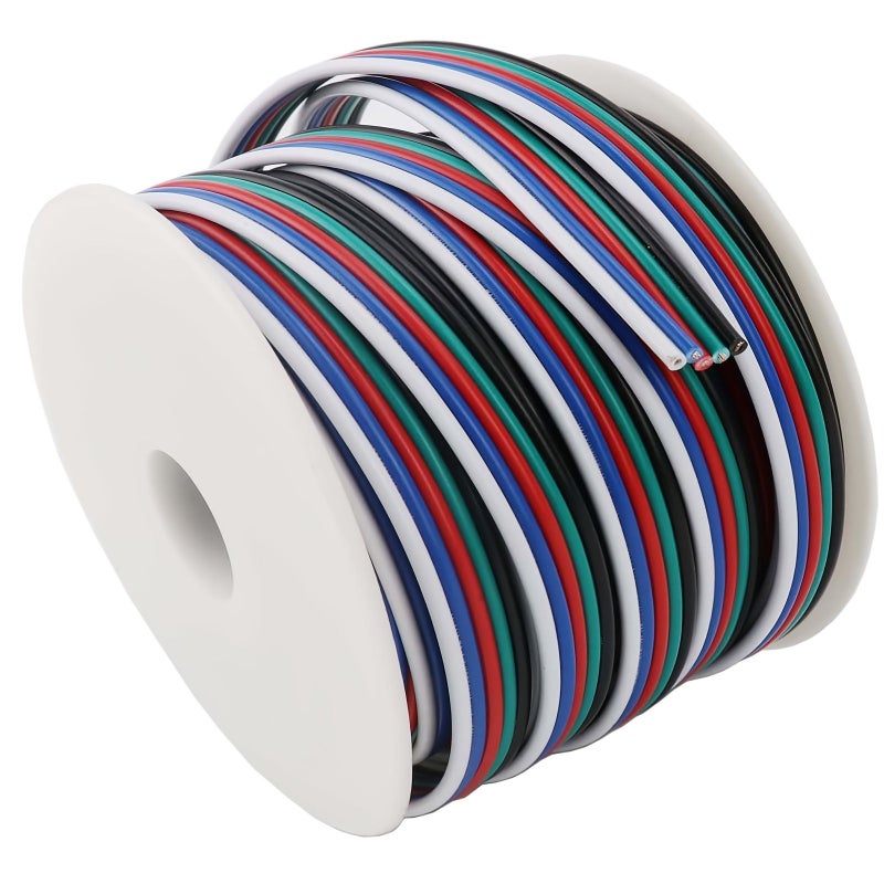 Five Color PVC Wires 18AWG 20AWG 22AWG Tinned Copper Flexible Low Voltage Wire 15V 2V 24V 36V 5C22AWG 16.4FT For FCOB COB 5050 SMD RGBW LED Strip Lights Automotive Wiring Light Strings Marine - Image 1