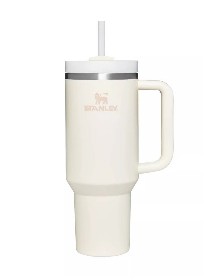 Stanley - Quencher H2.0 FlowState 30 oz Stainless Steel Tumbler with Lid and Straw - Vacuum Insulated for Water, Iced Tea, Coffee, Smoothies, and More, Cream - Image 1
