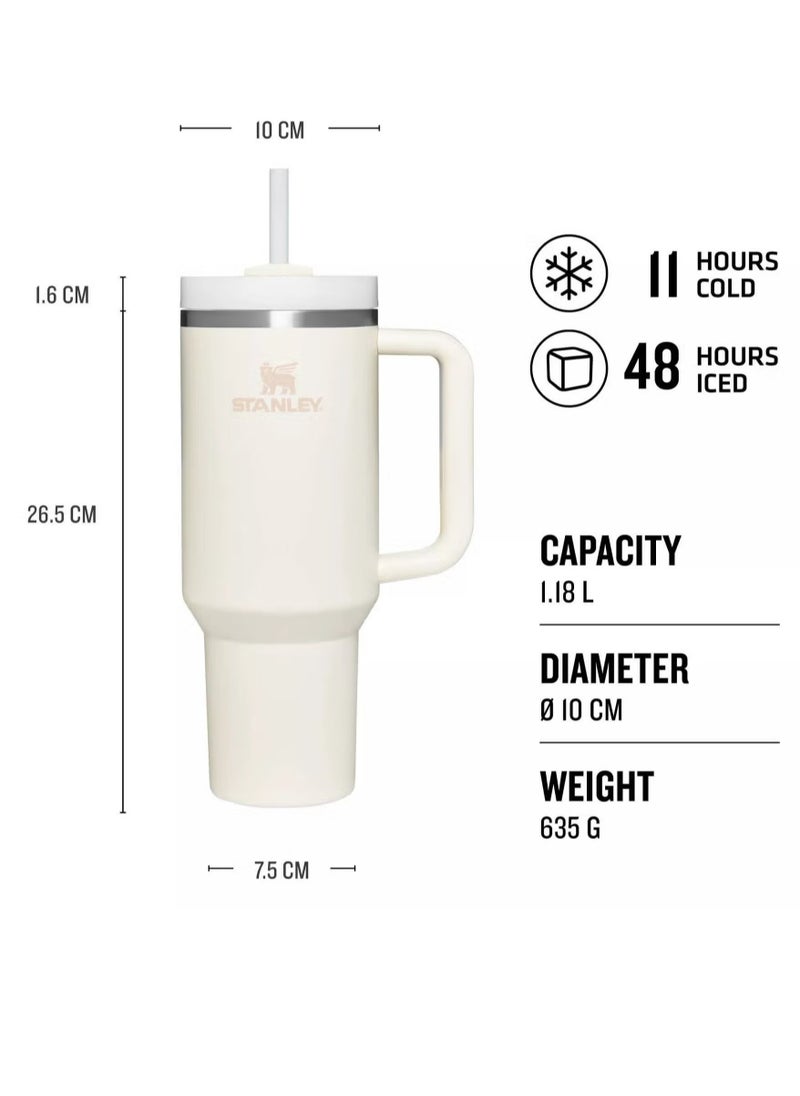 Stanley - Quencher H2.0 FlowState 30 oz Stainless Steel Tumbler with Lid and Straw - Vacuum Insulated for Water, Iced Tea, Coffee, Smoothies, and More, Cream - Image 1