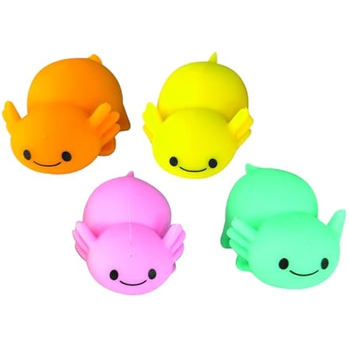 Geddes Raymond Sand-A-Lotl Squishy Toys for Kids (Set of 12) - Axolotl Stress Buster Toys in 4 Colors Ideal for Squeezing and Stretching - Image 1