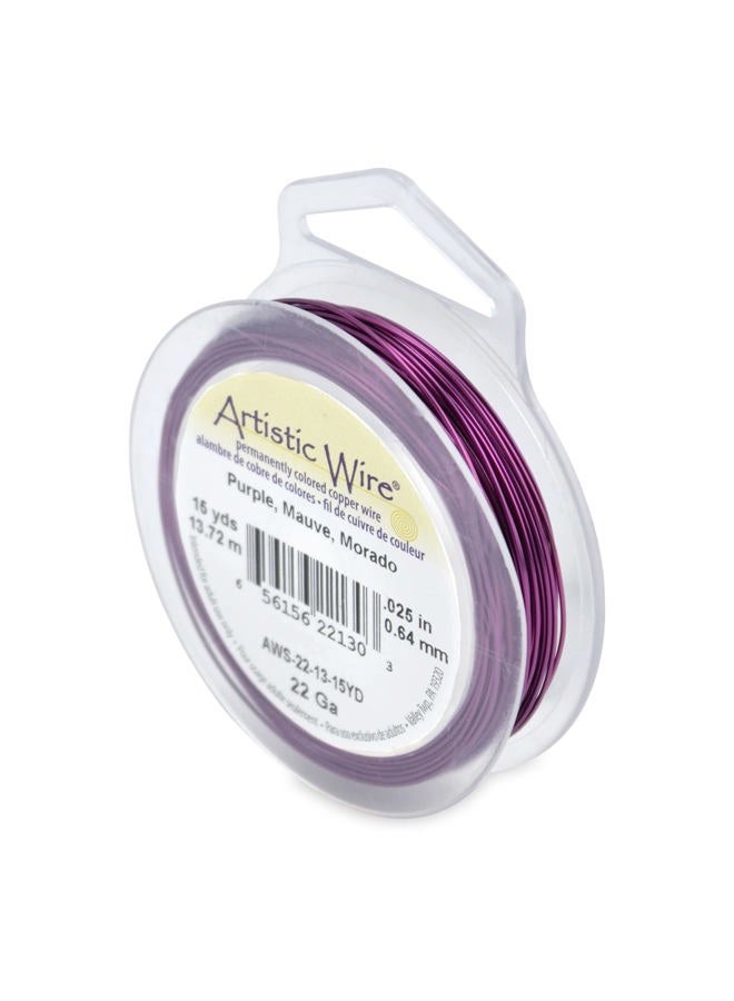 Artistic Wire , 22 Gauge Tarnish Resistant Colored Copper Craft Jewelry Wrapping Wire, Purple, 15 yd - Image 1