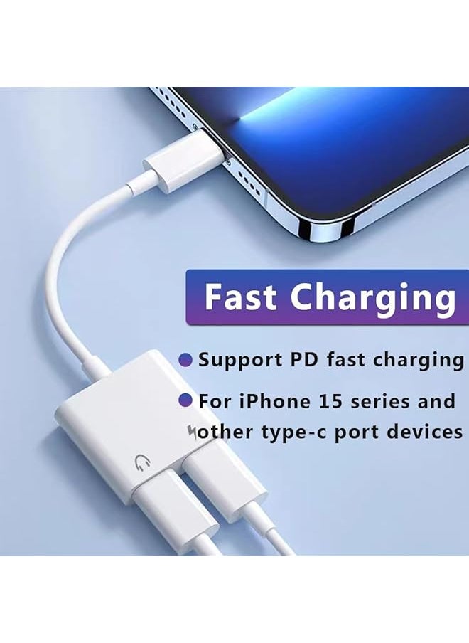 erorex - Usb C To Dual Usb C Audio Headphone And Charging Adapter 2 In 1 Dual Usb C Splitter For Iphone 15 Pro Max Plus Compatible With Ipad Pro Air Galaxy S23 S22 S21 Google Pixel 7 6 5 4 - Image 1