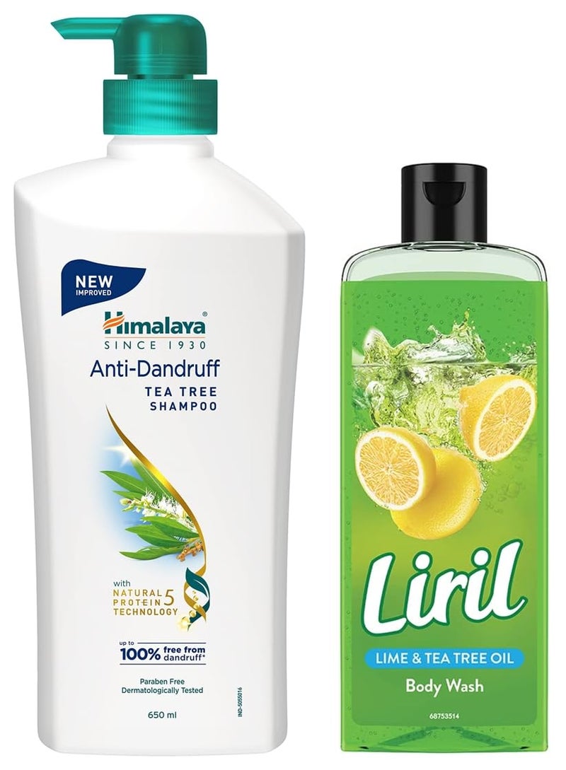 Liril Lemon and Tea Tree Oil Body Wash 250 ml and Himalaya Anti Dandruff Shampoo 700ml - Image 1