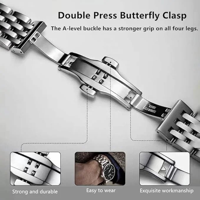 Bluejw Stainless Steel Metal Watch Band for Men – 20mm 22mm 24mm Curved End Replacement Strap, Durable & Comfortable Bracelet Compatible with Multiple Watch Models - Image 4