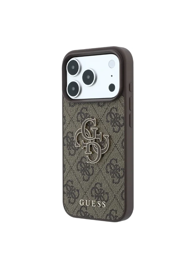 Guess iPhone 18 Pro Max Hard Phone Case with Big Resin Logo 4G PU Leather Protective Cover for iPhone