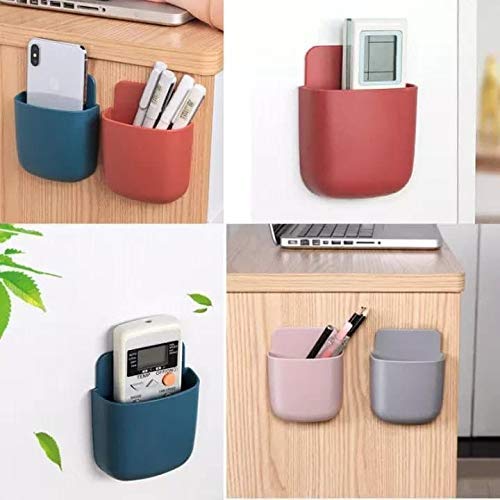 SHOPOHUBZ Wall Mounted Storage Case with Mobile Phone Charging Port Plug Holder Multicolor Pack of 2  - Image 2