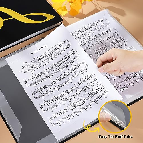 Fansjoy Sheet Music Folder, 60 Pages Capacity, Sheet Music Binder/Holder, Spiral Binder Organizer for Sheet Music Storage, Fits Letter Size 8.5 x 11 in/ A4, Writable & Detachable Choir Folder (Black) - Image 3