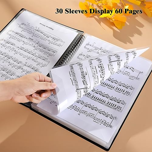 Fansjoy Sheet Music Folder, 60 Pages Capacity, Sheet Music Binder/Holder, Spiral Binder Organizer for Sheet Music Storage, Fits Letter Size 8.5 x 11 in/ A4, Writable & Detachable Choir Folder (Black) - Image 2