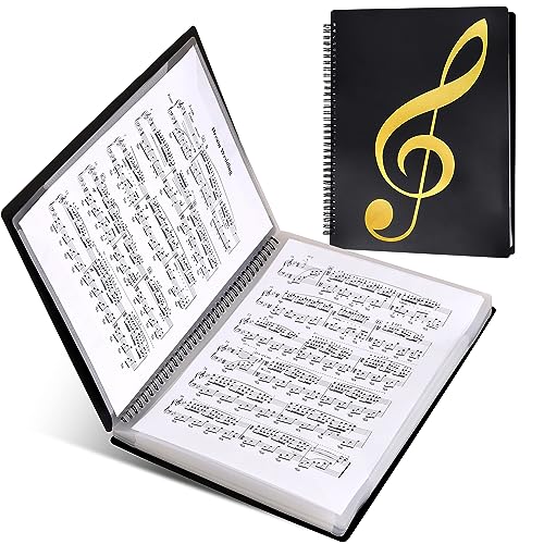 Fansjoy Sheet Music Folder, 60 Pages Capacity, Sheet Music Binder/Holder, Spiral Binder Organizer for Sheet Music Storage, Fits Letter Size 8.5 x 11 in/ A4, Writable & Detachable Choir Folder (Black) - Image 1