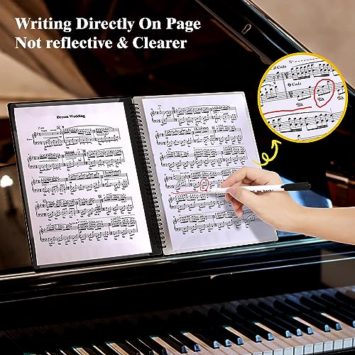 Fansjoy Sheet Music Folder, 60 Pages Capacity, Sheet Music Binder/Holder, Spiral Binder Organizer for Sheet Music Storage, Fits Letter Size 8.5 x 11 in/ A4, Writable & Detachable Choir Folder (Black) - Image 4