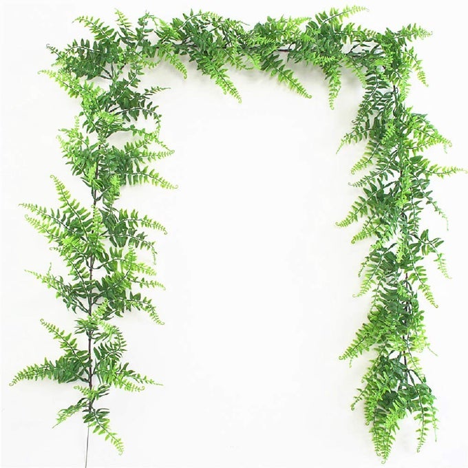 FAUX BOSTON FERNS PLANT ARTIFICIAL VINES HANGING LEAVES GREENERY GARLAND ARTIFICIAL PLANTS 62 FEET IN LENGTH FOR WEDDING BACKDROP ARCH WALL DECORATION GARDEN HOME DECOR