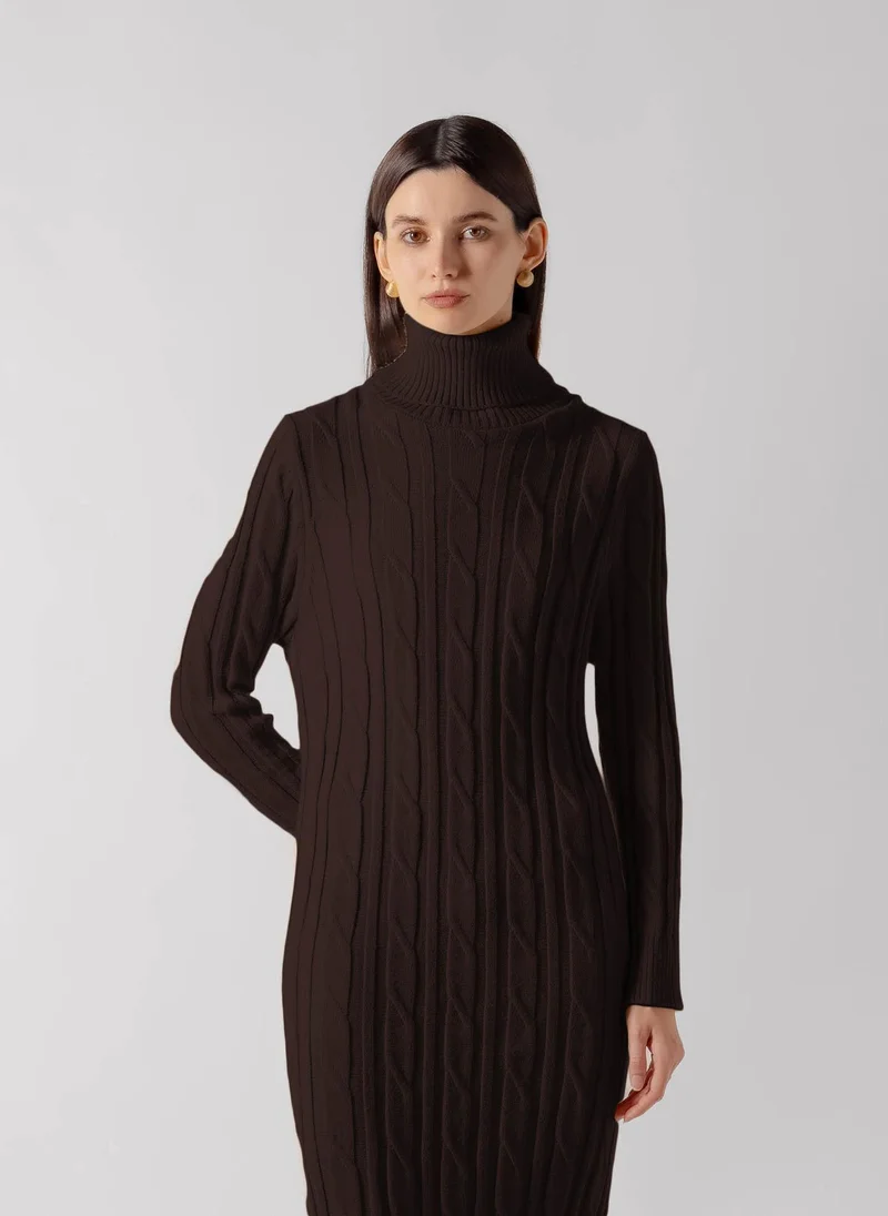 شايبس RIBBED TURTLENECK KNIT MAXI DRESS