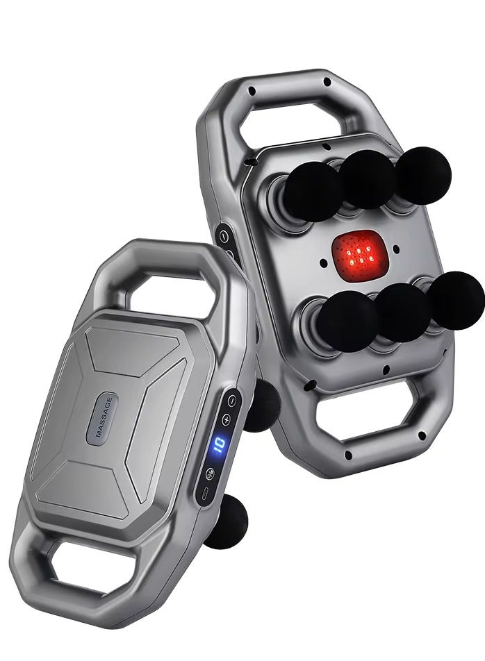 Six Head Electric Fascia Gun Massager with Vibration & Red Light Therapy – Deep Tissue Muscle Massage Gun for Pain Relief, Body Relaxation & Improved Blood Circulation | Quiet Operation | 6 Massage Heads | Full Body Use – Back, Neck, Legs, Arms, Feet & More - Image 1