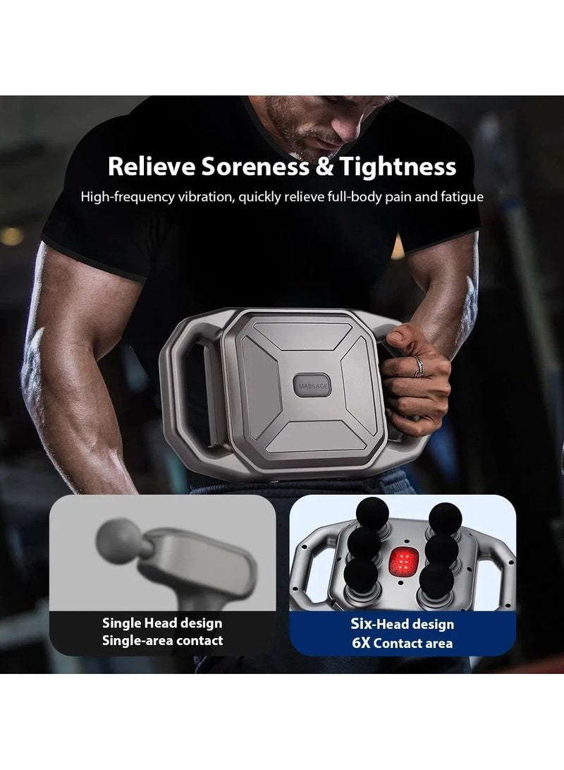 Six Head Electric Fascia Gun Massager with Vibration & Red Light Therapy – Deep Tissue Muscle Massage Gun for Pain Relief, Body Relaxation & Improved Blood Circulation | Quiet Operation | 6 Massage Heads | Full Body Use – Back, Neck, Legs, Arms, Feet & More - Image 4