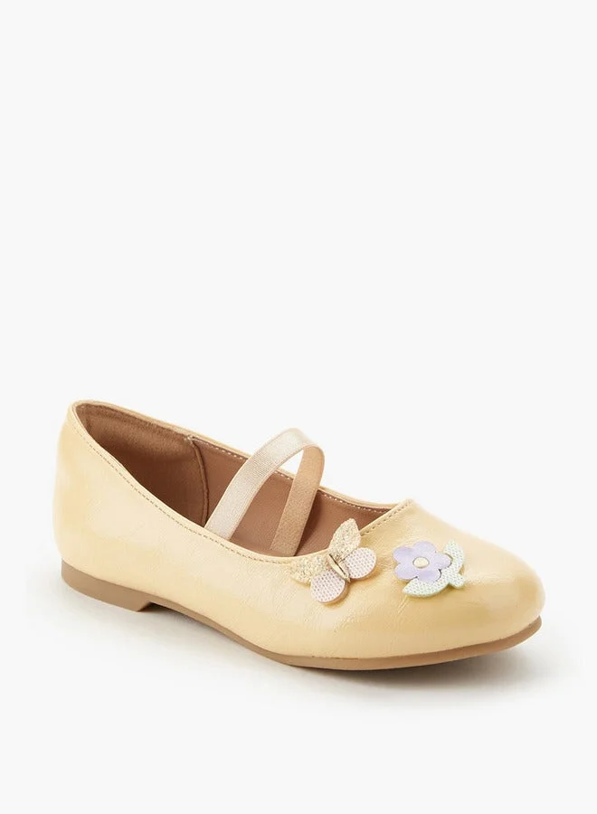 JUNIORS Girls Floral Accent Ballerina Shoes