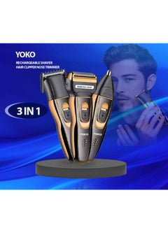 Yoko 3-in-1 Rechargeable Shaver, Hair Clipper & Nose Trimmer - Black & Gold for Ultimate Grooming - pzsku/Z266F1028BCE45E1A6155Z/45/_/1740989591/e0fa5de9-0d31-4d23-9b6a-2b1cdcd8b94a