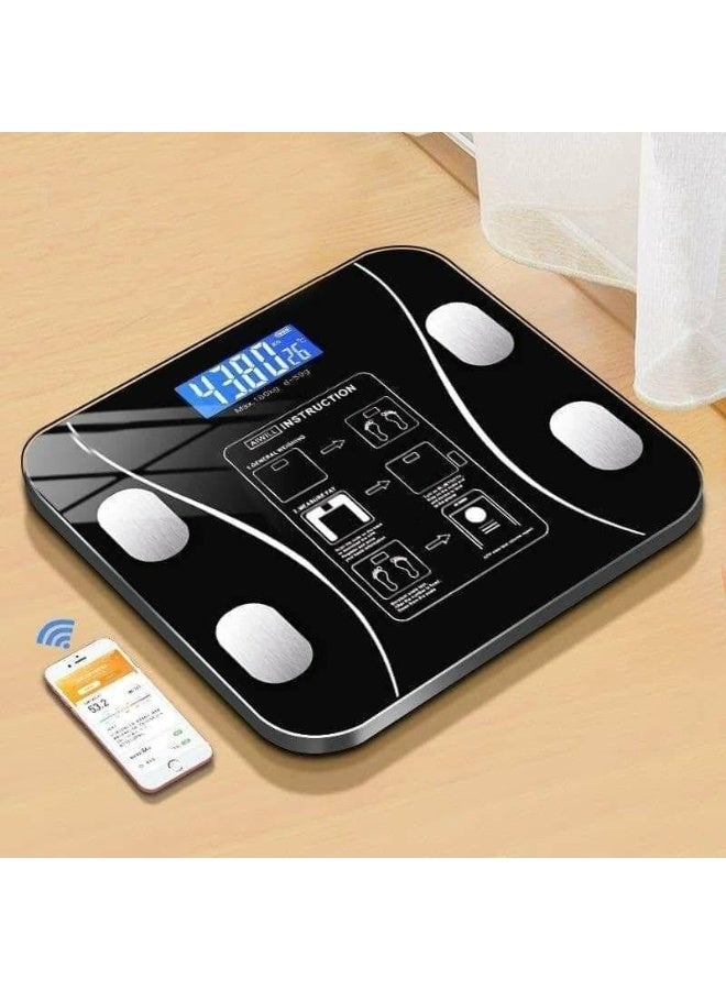 ميزان جسم رقمي ذكي بتقنية البلوتوث، تطبيق جوال متخصص لتسجيل النتائج وتحليلها، 17 قياس ووظيفة الجسم، تحليل ذكي لمؤشر كتلة الجسم، تحليل الدهون وغيرها من المقاييس - Image 1