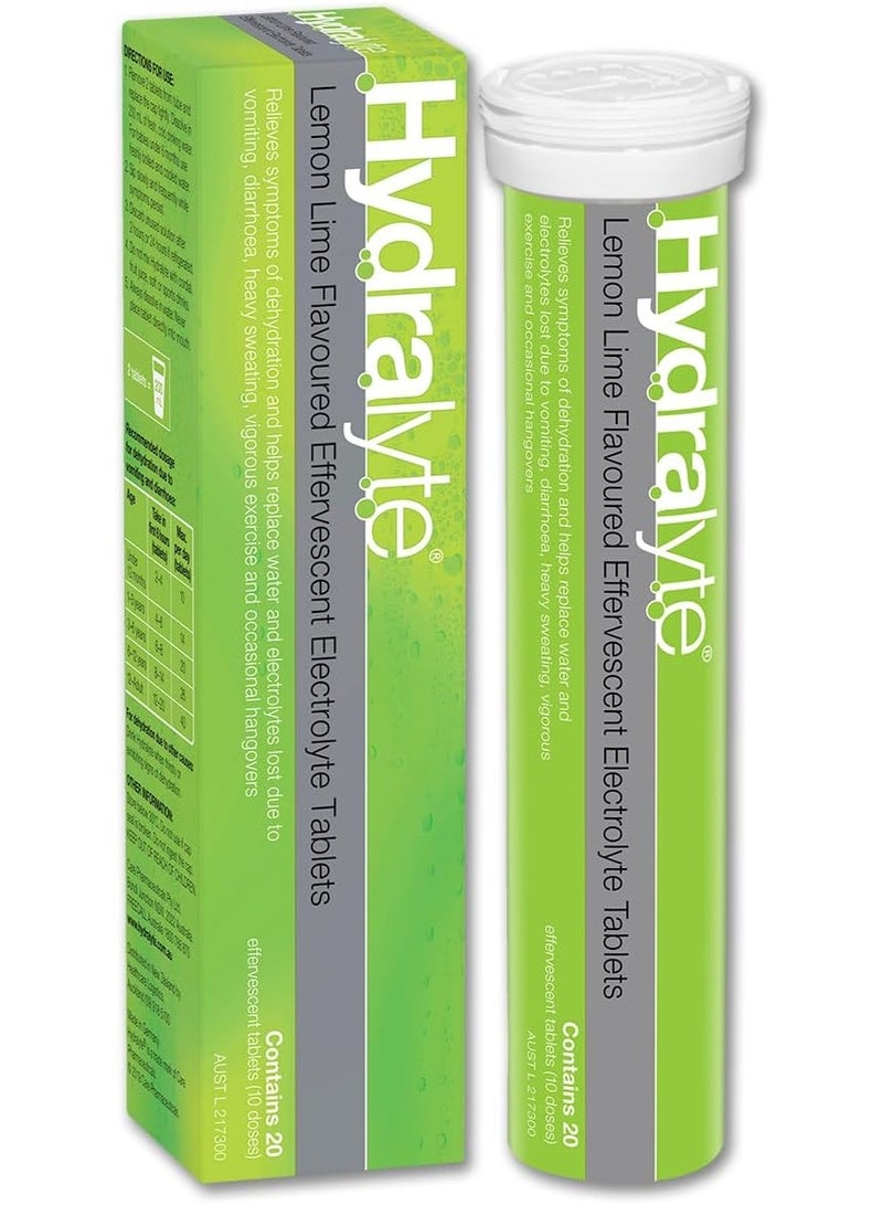 Hydralyte Effervescent Lemon Lime Electolyte Tablets 20 Pack - Image 1