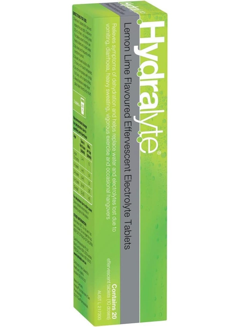 Hydralyte Effervescent Lemon Lime Electolyte Tablets 20 Pack - Image 2