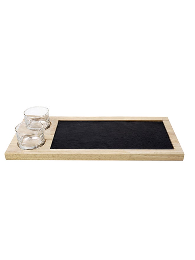 Cuisine Art Slate Serving Set with Glass Bowls - Image 1