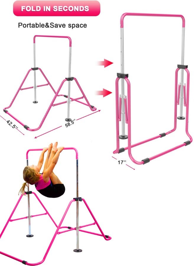 Chase Up KidoGym Gymnastics Bar, Gymnastic Bar for Kids for Home, Foldable Gymnastics Training Bars with Adjustable Height, Expandable Folding Horizontal Kip Bar - Image 2