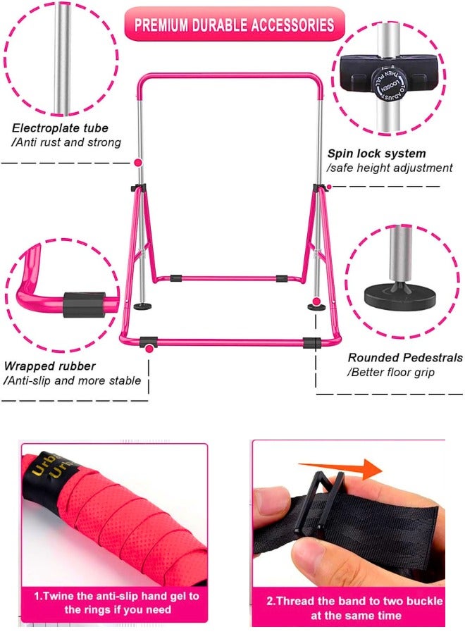 Chase Up KidoGym Gymnastics Bar, Gymnastic Bar for Kids for Home, Foldable Gymnastics Training Bars with Adjustable Height, Expandable Folding Horizontal Kip Bar - Image 3