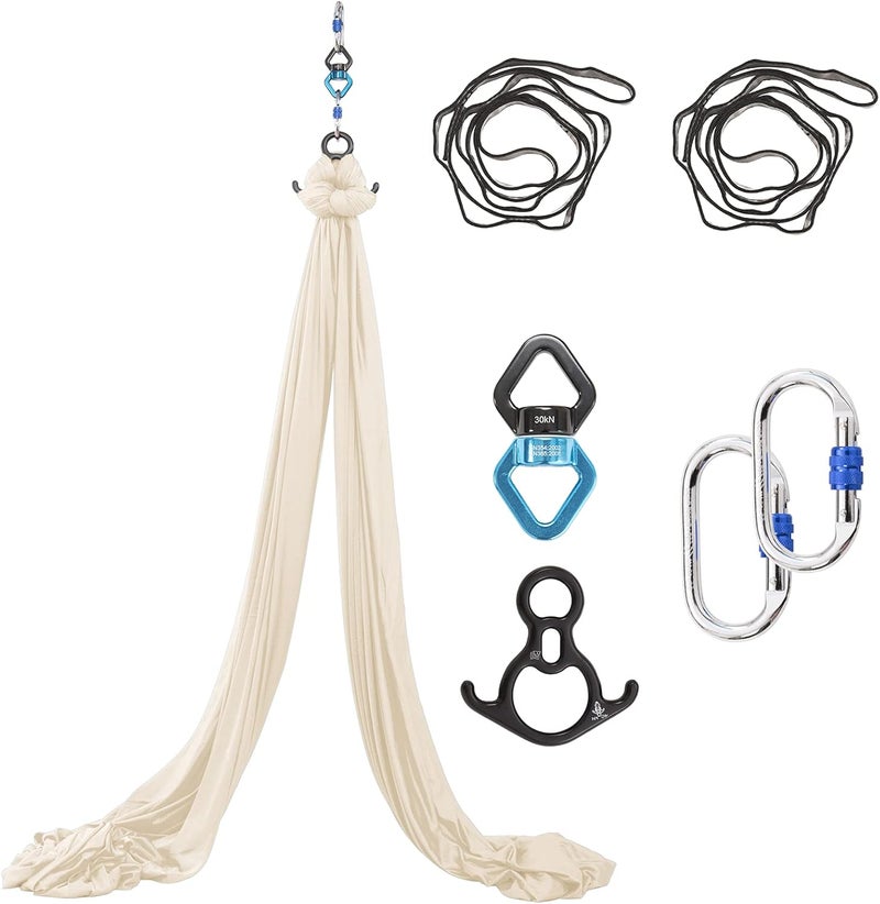 SKYPHAROS Aerial Silks Yoga Swing Set - 9/11 Yards Aerial Yoga Hammock Kit Anti-Gravity Flying for Fitness, Low/Non Stretch Nylon Tricot Fabric Hardware Included for Dance - Image 1