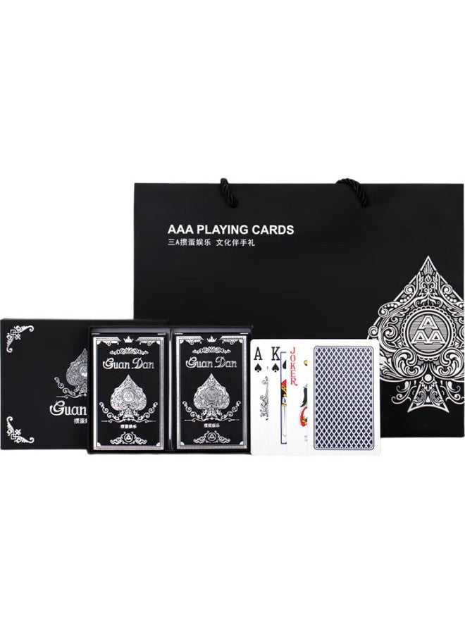 THREEA San A Guandan Playing Cards, Entertainment Guandan Cards, Imported Textured Black Core Paper, 8520 Double Decks Gift Box Set (2 Decks) - Image 1