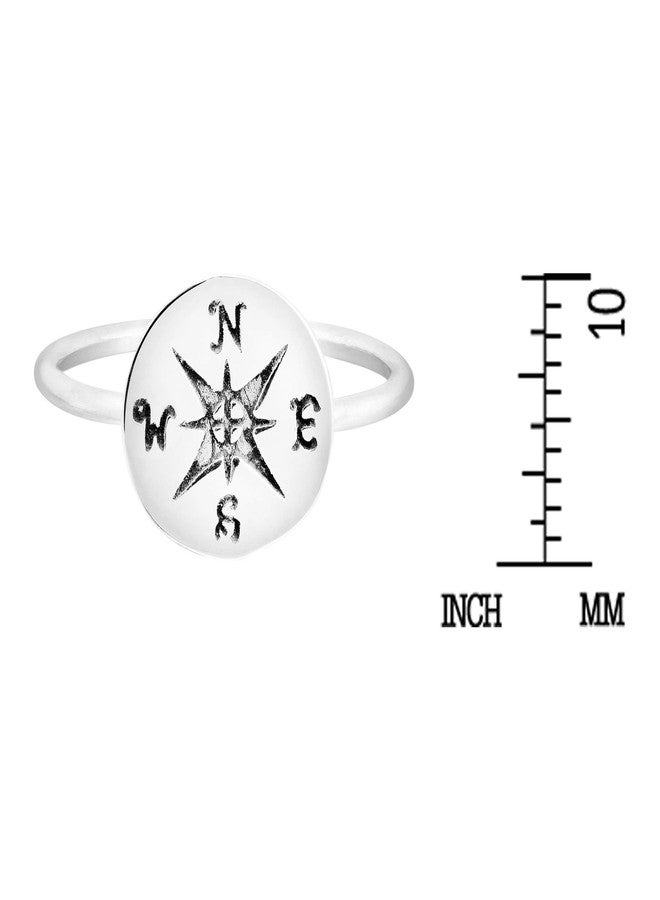 ايرافيدا خاتم مرساة من الفضة الإسترليني عيار 925 من إيرافيدا بتصميم بوصلة بحرية (مقاس 8) | خاتم مرساة دائري بتصميم بسيط للنساء | مجوهرات عصرية - Image 4