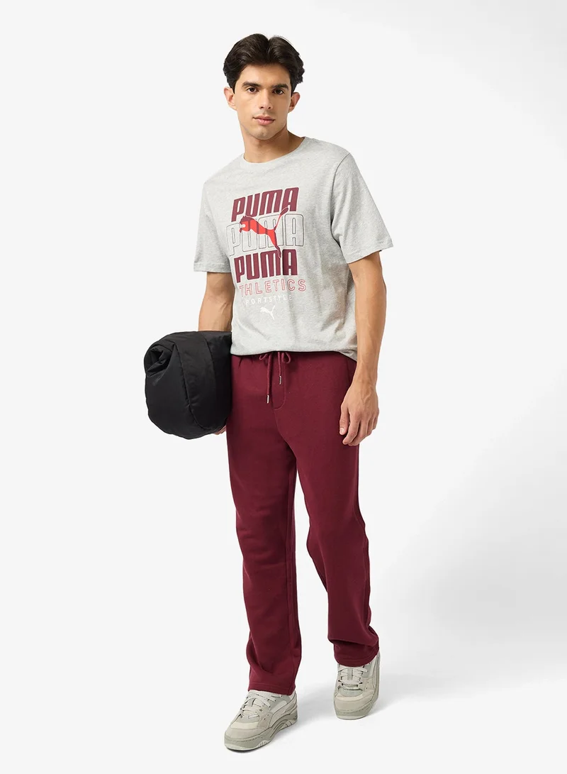 PUMA light gray heather Puma Graphic Stacked Graphic Short Sleeve T-shirt for Men | Best Price UAE