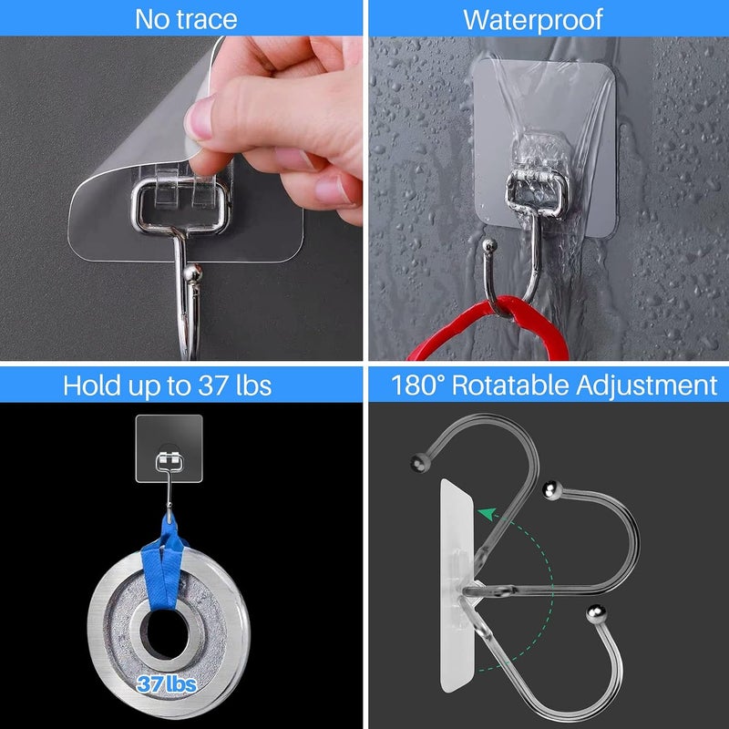 Antimbee 10-Pack All-Purpose Large Adhesive Hooks for Hanging, Banana Hook, Heavy Duty Adhesive Hooks 37 lb(Max), Sticky Wall Hook fit Home, Bathroom, Kitchen, Office and Outdoor - Image 5