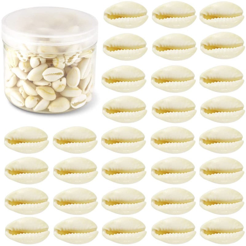 Weoxpr 200 Pcs Natural White Cowrie Shells Bulk - 16-18mm No Holes Whole Seashells for Jewelry Making, Wedding Decor, Crafts, Beach Party Supplies (Small Cowrie Shell Beads, DIY Accessories) - Image 1