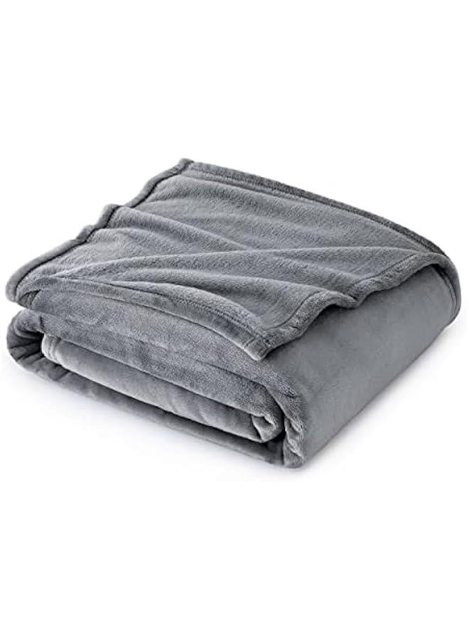 Bedsure Fleece Throw Blanket for Couch Grey - Lightweight Plush Fuzzy Cozy Soft Blankets and Throws for Sofa, 50x60 inches - Image 1